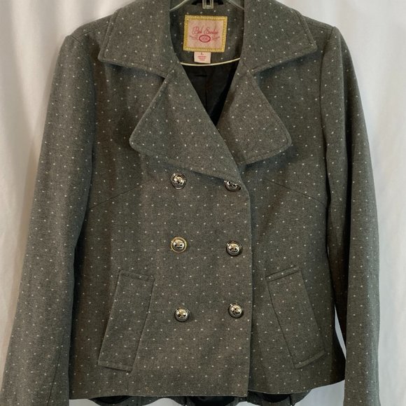 Pink Envelope Gray & White Mini Polka Dot Blazer Jacket NWOT Women's Size L - Picture 4 of 11